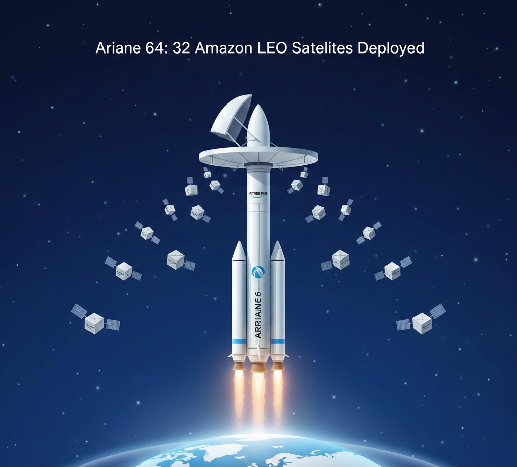 Ariane 64 place 32 satellites Amazon Leo en orbite 8 Ariane lance des satellites Amazon en 2026