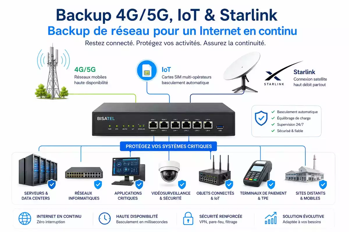 Coupures Internet : connexion immédiat avec routeur eSIM SIM en backup et Starlink 7 Coupures internet : l'alliance eSIM IoT et Starlink