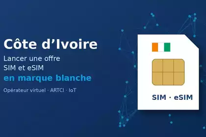 Carte SIM aux couleurs de la Côte d’Ivoire illustrant le lancement d’une offre SIM et eSIM en marque blanche
